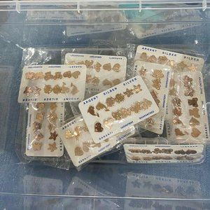 Sterling Silver Lot of 60 Pairs Of Earrings